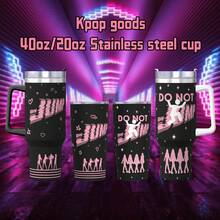40oz/20oz SCHWARZ ROSA 9. Jahrestags "JUMP" & "schwarz DEADLINE" Welttournee - Edelstahl Vakuumisolierter Becher, inspiriert von 'JUMP' & 'BLINK' Album, auslaufsicher mit Griff & Strohhalm, isoliert für heiße/kalte Getränke (Kaffee/Tee/Heiße Schokolade), wiederverwendbar & lustiger K-Pop Sammlerstück - perfekt für Schule, Reisen, Valentinstag & Fans!