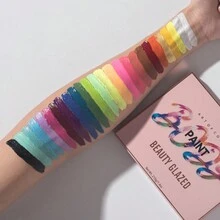 beauty glazed 26-Color Face & Body Painting Oil Paint Palette, Professional Tattoo Halloween Special Effects Party Artist Glitter Makeup Painting Set, Suitable For Children And Adults - 彩色 - 查看 5