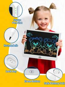 RSP 16 Inch/13 Inch/11 Inch Large Size LCD Drawing Tablet, Erasable Writing Board, Electronic Writing Pad, Color Doodle Board, Kids Educational Chalkboard, Family/Office Message Board – A Writing Tool For Youngsters, The Perfect Birthday, Halloween And Christmas Gifts For Girls And Boys Toys - Multicolor - View 4