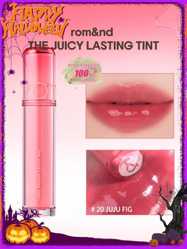 Rom&nd EL TINTE DURADERO JUGOSO 20 JUJU FIG, Brillo tipo gelatina, Reflejo vidrioso, No pegajoso, Fórmula apilable, Liviano y de larga duración, Aplicador en forma de corazón angulado, Tamaño de bolsillo, Brillo listo para la cámara, Brillo de 5 segundos para la oficina, K-Beauty, Maquillaje coreano, 3.5g/0.12oz