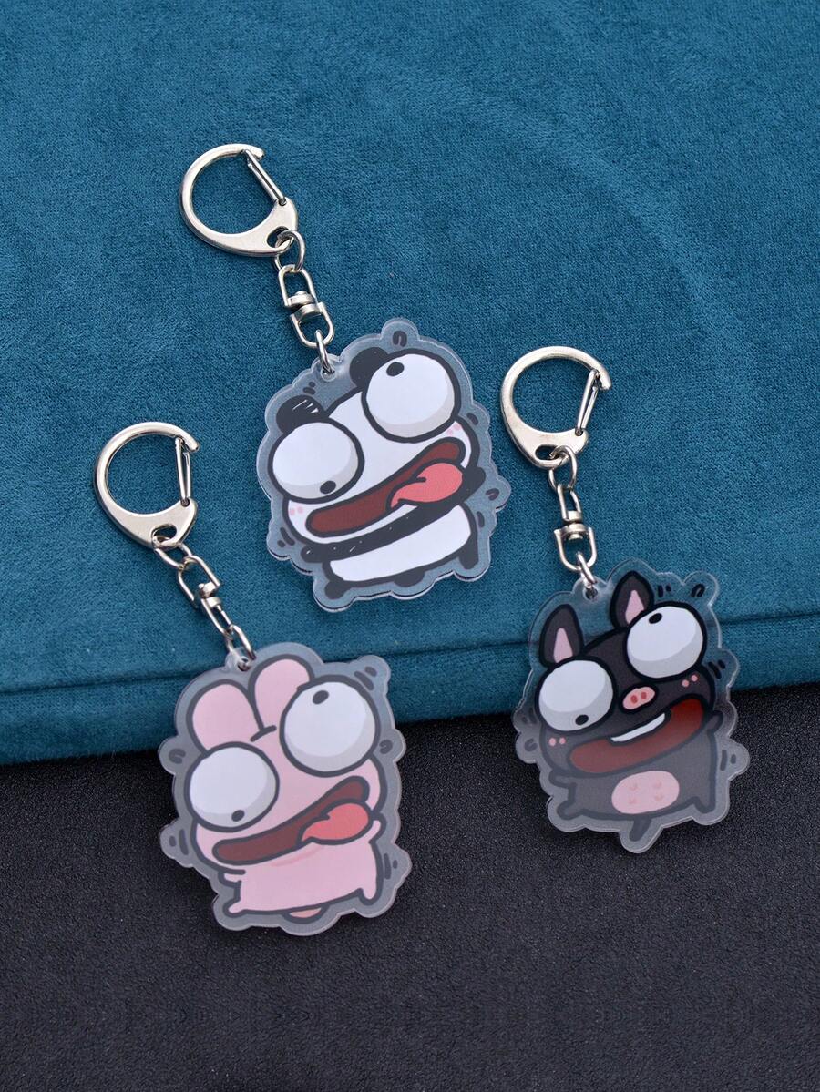1 pièce Porte-clés mignon de dessin animé, pendentif de conception créative, cadeau de sac à dos pour étudiant, ornement suspendu créatif culturel, cadeau charmant, porte-clés méchant