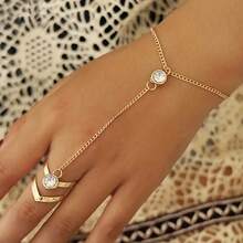 Women's Punk Ring-Chain Bracelet - Metal With Stones |   Edgy Hip-Hop Style (Daily/Party, Year-Round) - Vàng - Xem 6