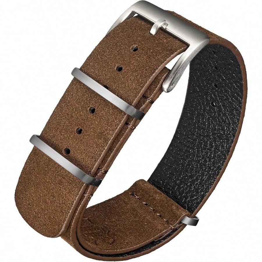 Suede Leather Watch Band Style OnePiece Military Watch Strap Vintage Tone 18 20 22mm Replacement Wrap For Men Women