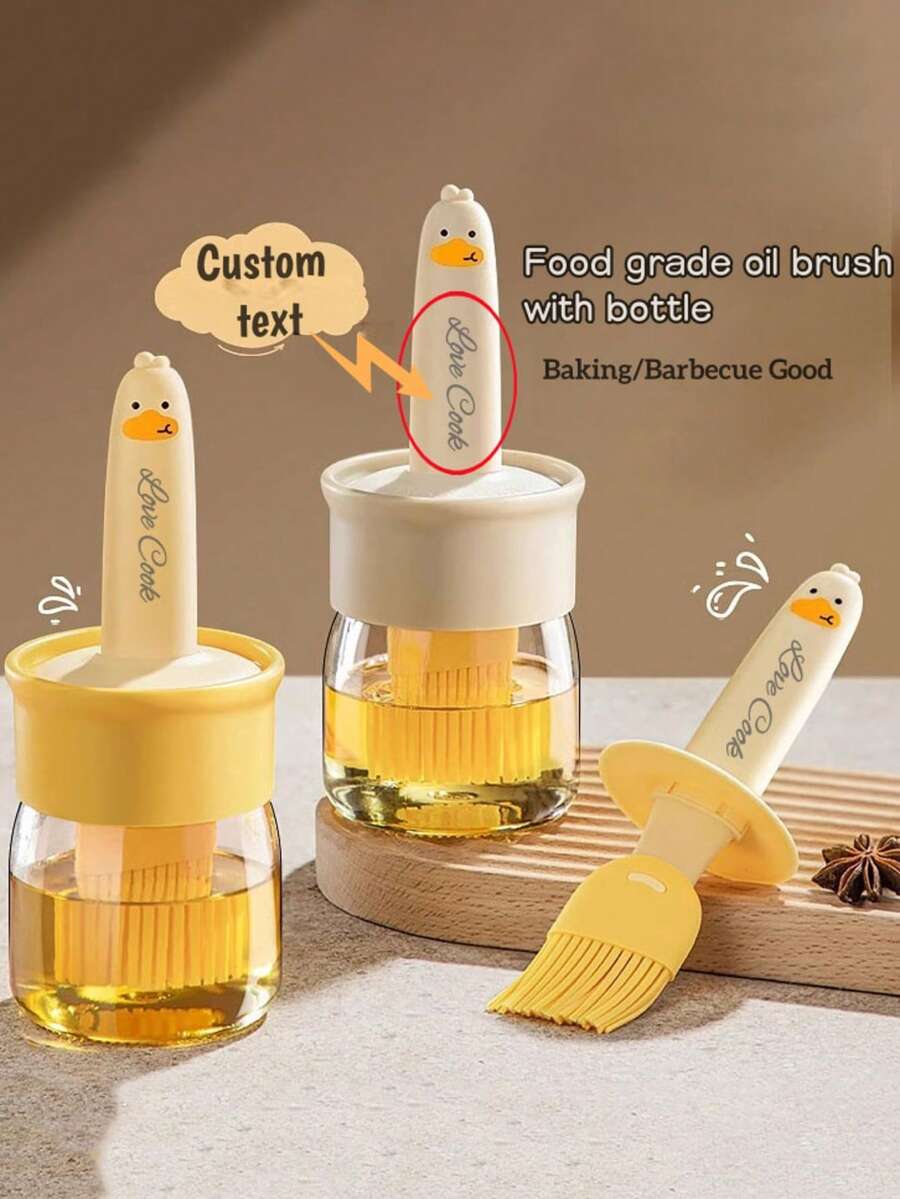 [Customization] A Household Oil Brush That Can Be Customized With Text, Printed With Exclusive Text To Create A Unique Kitchen Accessory. The Oil Brush Is Paired With An Oil Storage Bottle, Making It Easy And Convenient To Bake Egg Mixture And Barbecue Oil, Making It Perfect For Baking - Multicolor - View 1