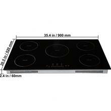 Placa de cocción eléctrica   de 5 quemadores, placa de inducción de 91 cm, placa de cocción magnética integrada de 9200 W, quemador multifuncional de 9 niveles de calentamiento, pantalla táctil LED con bloqueo para niños y protección contra sobrecalentamiento. - 91 centímetros - Ver 10