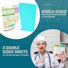 - Kit de enfermera - Accesorios de enfermera para el trabajo Tijeras de trauma, portapapeles con almacenamiento, carrete de insignia, luz de bolgrafo, notas adhesivas, bolgrafo y hoja de - Turquesa + A4 - Ver 8