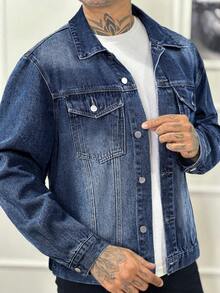 Men's Fashionable Casual Street Style Personalized Young Sports College Street Denim Jacket - Blue - View 3
