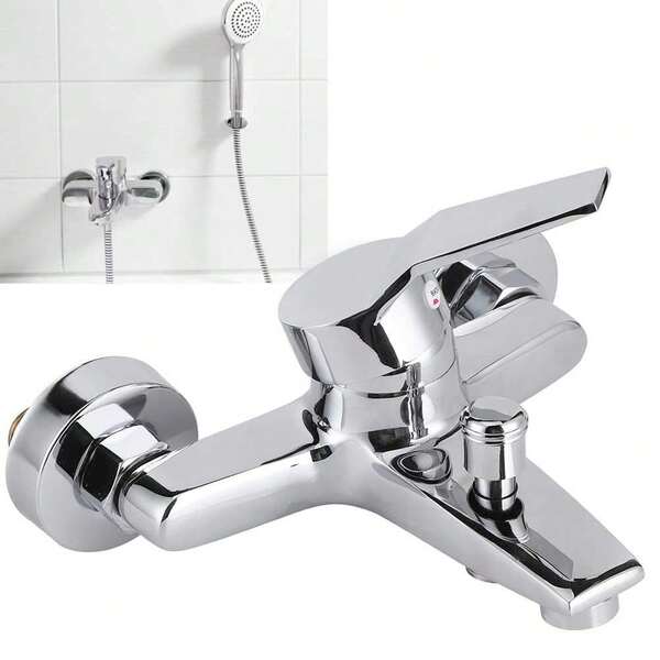 3-Piece Bathroom Shower Faucet Set With Shower Head, Bathtub Mixer Tap, And Shower Valve