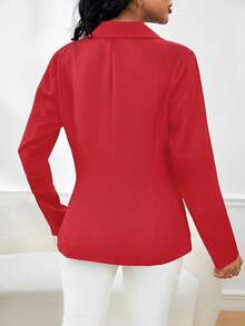 Women's Tailored Blazer Elegant Formal Jacket With Button - Mauve Purple - View 2