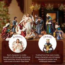 Nativity Sets For Christmas Indoor Nativity Scene Set Resin Figurine Christmas Ornament Religious Table Holidays Decor Gifts 13 Pieces 7.9 Inch - White - View 5