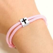 Vòng tay hợp kim Milan hình khối chữ thập có thể điều chỉnh dành cho nam và nữ - đi qua - Xem 5