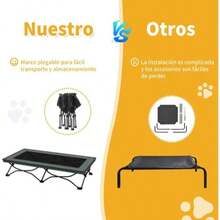 KOKILA Cama Elevada para Perros Grandes 116x60x25cm: Marco de Acero Resistente, Protección Articulaciones, Fácil Armado sin Herramientas + Almacenamiento con Bolsa,la mamá perruna o los dueños de perros en cualquier ocasión como Navidad o cumpleaños.¡Perfecta para viajes, campamentos o cualquier aventura fuera de casa! ¡Llévala contigo fácilmente dondequiera que vayas - Gris - Ver 6