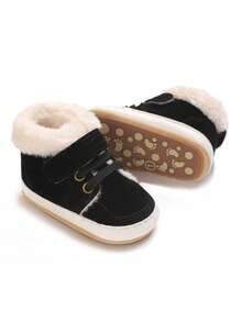 Infant Toddler Shoes, Thick Thermal Lined 0-1 Years Old Infant Boys Girls Non-Slip Soft Sole Warm Snow Boots, Winter - Black - View 6