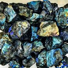 1块强蓝光天然拉长石原石，适合抛光，可用于家居办公装饰、DIY珠宝制作，形状不对称，闪光彩虹色长石簇，圣诞节、感恩节、情人节及其他节日礼物 - 彩色 - 查看 5