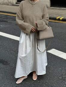 FOR BEAUTY 女士休闲宽松圆领长袖针织衫，百搭日常穿搭，简约纯色套头衫，适合居家、新年等场合，秋冬季穿着。 - 花駝 - 查看 7