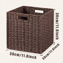 1pc/2pcs/3pcs/4pcs Hand-Woven Storage Baskets, Large-Capacity Multi-Functional Storage Baskets, Woven Cube Storage Baskets, Suitable For Living Rooms, Bedrooms, Home Storage, Kitchens, Dormitories, Offices, Storage, Cosmetic Storage Boxes, Storage Boxes, Baskets, Organization And Storage, Room Storage, Storage, Storage Boxes, Trash Cans, Gift Baskets, Gift Boxes, Gift Racks, Wall Cabinets, Home Decorations, Kitchen Accessories. - Khaki - View 19