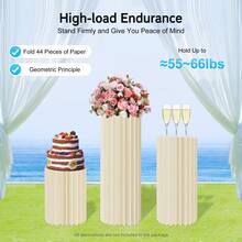 Cylinder Pedestal Stands For Party Table Cake Pedestal Stand For Parties Columns And Pillars Display For Parties Wedding Birthday Baby Shower Christmas Decorations Foldable Cardboard - Màu trắng sữa - Xem 8