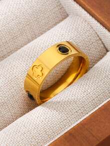 1 Stück modischer Zirkonia-Ring in Goldfarbe, Edelstahl, schöner Schmuckring für Frauen