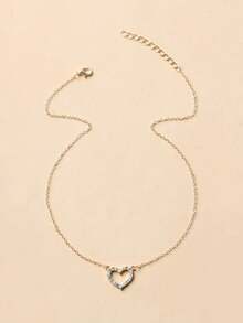 Rhinestone Heart Decor Necklace Valentines,Mom,Mother,Mother's Day,Gift - Bạc - Xem 7