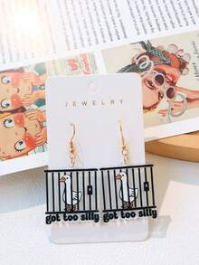 1 Pair Acrylic Novelty Earrings, Jail Duck Driving Bus Design, Funny & Quirky, Suitable As Gift For Women