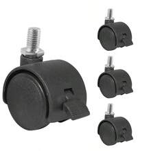 4Pcs 1 Inch Plastic Caster Wheel, Black M8x 13mm Swivel Stem Caster Wheel Workbench Caster Cart, Furniture Wheels, With Locking Brake - 1 inch có phanh khóa - Xem 1