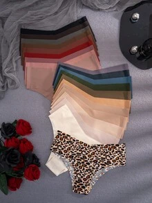 21pcs/Pack Women's Solid Color Adhesive Comfortable Bikini Briefs - Multicolor - View 3