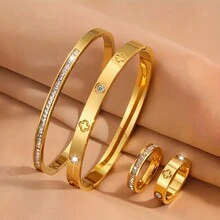 4pcs Luxury Stainless Steel Bracelets, Subtle And Elegant, Suitable For Work, Commute Or Gathering With Friends - Multicolor - View 3