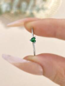 1pc Emerald Green Ring For Women S925 Sterling Silver Eternity Ring Glamorous Fine Jewelry Gift