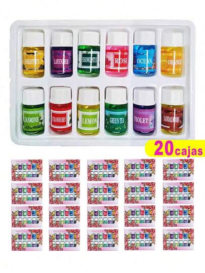 (  Regalo de Navidad)mayoristas 20 cajas,Kit de 12 aceites Esenciales para difusor y Aromaterapia,Adecuado para fiesta, hogar, dormitorio, sala de estar y otras ocasiones, regalos para madres y amigas