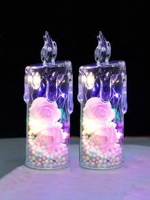 LED Creative Floral Candles, Electronic Wax Candle Lights, Gifts For Valentine's Day, Proposal, Wedding, Party, Birthday - Colored Light - View 21