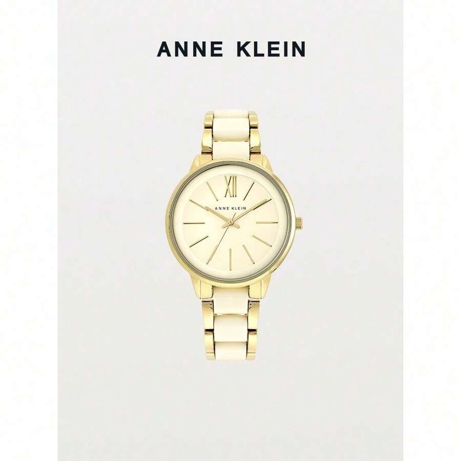 ANNE KLEIN Gold-Tone And Ivory Acrylic Women's Watch, Roman Numeral Dial, 37mm Case, Jewelry Clasp Closure, Waterproof Daily Wear Watch - one-size - View 1