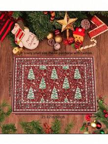 1 件圣诞花环格子图案地毯，装饰厨房垫，玄关门垫，新款防滑易清洁地毯，卧室装饰地毯，圣诞装饰，优雅房间装饰，艺术用品，家居装饰，派对礼物 - 紅色 - 查看 3