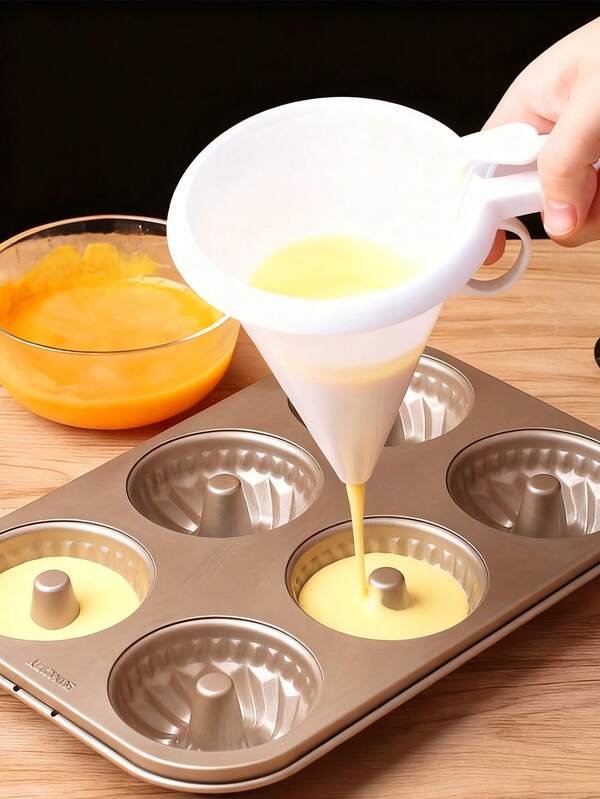 1/2 piezas Dispensador de masa para panqueques, Utensilios de cocina, Accesorios de cocina, Suministros y equipos de repostería, Utensilios de cocina únicos - Dispensador de masa manual ajustable para hornear, Vertedor de panqueques y magdalenas de plástico PP, Dispensador de chocolate multifuncional con soporte, Regalos de Navidad.