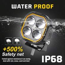 2 Pieces Magnifying Glass Headlights LED Spot Light 5 Modes With Strobe Devil Eye For Motorcycle And Car - Black - View 5