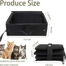 Foldable Oxford Cloth Cat Litter Box, Waterproof Portable Travel Cat Toilet With Lid, Front In Top Out, Odor Control, Scratch Resistant, Easy Clean For Outdoor & Car Use - Black - View 8