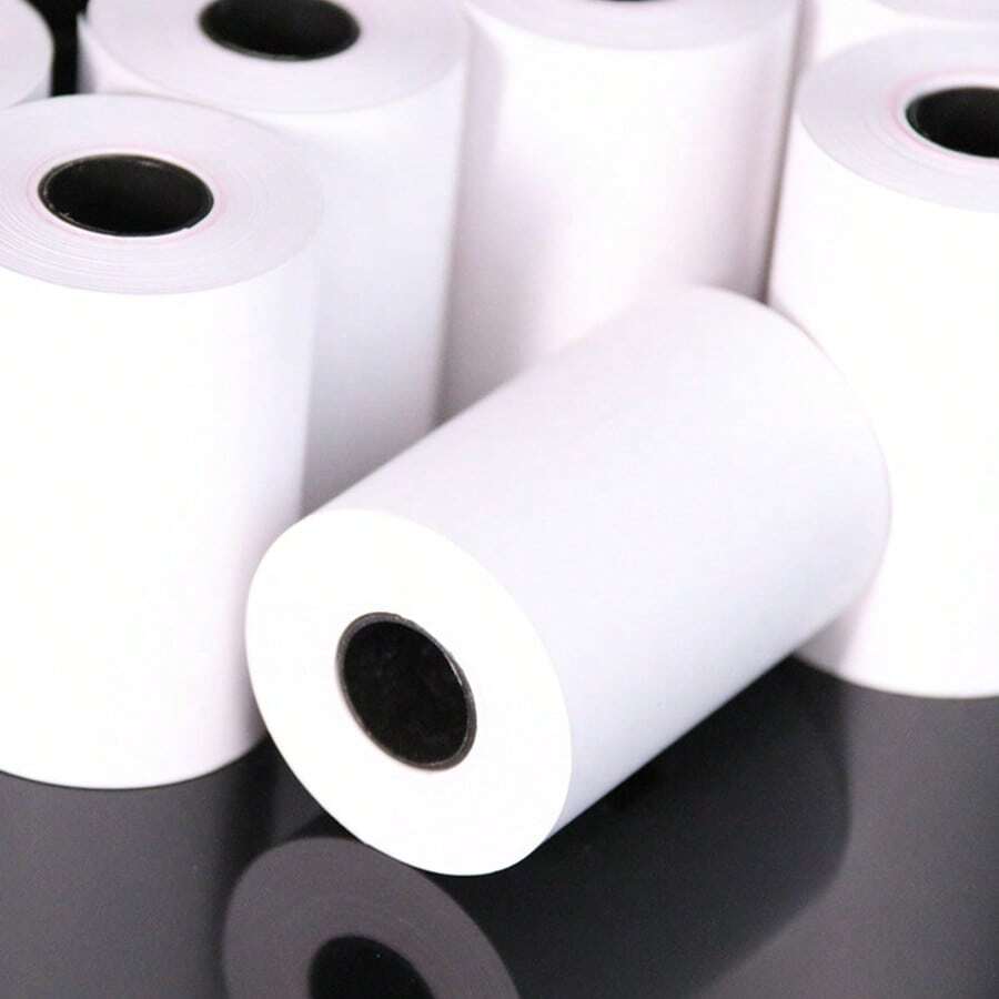 5 piezas/10 piezas Papel térmico para caja registradora de 57*40 sin tubo central, ideal para impresión de pedidos en oficinas, restaurantes, hoteles, supermercados y grandes centros comerciales