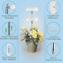 Luz de crecimiento de ángel de 9 cm, luz de cultivo LED de espectro completo para plantas de interior en maceta, altura ajustable, temporizador automático 3/9/12H, pequeño diámetro, adecuado para plantas pequeñas