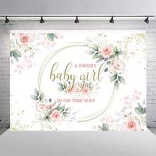DPink Baby S Baby Shower Decorations Banner Backdrops Its A  Floral A Sweet Little Is On Her Way Sprinkle Party Decor Photography Background Photo Booth Studio Props 7x5ft - Hồng - Xem 4