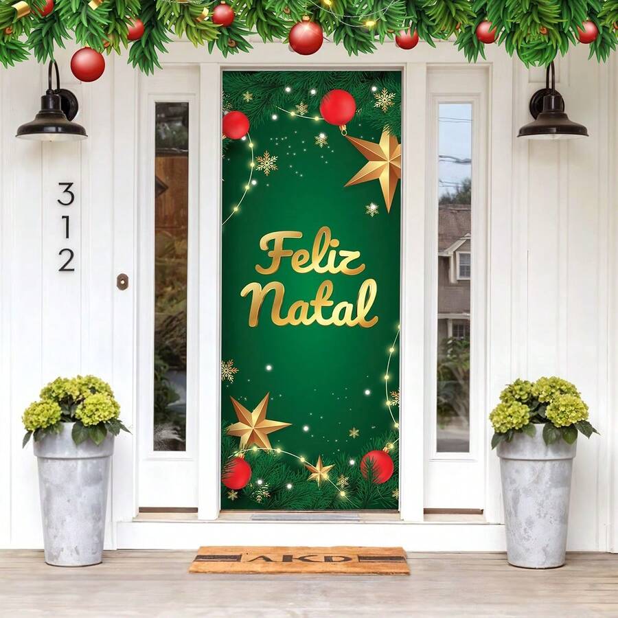 Door Panel Cover Fabric Easy Wear Christmas Decoration Santa Claus - 聖誕節 242 - 查看 1