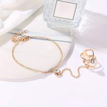 Women's Punk Ring-Chain Bracelet - Metal With Stones |   Edgy Hip-Hop Style (Daily/Party, Year-Round) - Vàng - Xem 5