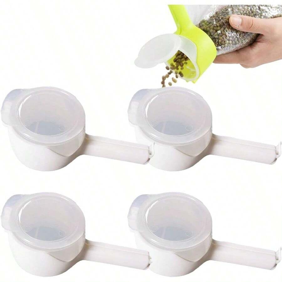 4 clips para bolsas con boquilla para vertir clip de sellado con boquilla dispensador de aperitivos clips de aperitivos que vierten clips de plástico duraderos para alenamiento de alimentos - como en la foto - Ver 1