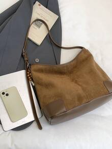 2025 Neue Mode Wildleder Hirschfell Große Kapazität Shopper Umhängetasche Handtasche - Braun - Übersicht 6