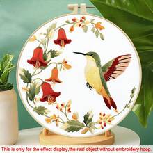 Bộ tranh treo tường trang trí hình chim ruồi và hoa thêu tròn 29cm | Bao gồm khung thêu, dụng cụ và hướng dẫn | Nghệ thuật thủ công tự làm cho phòng khách, phòng ngủ, trang trí nhà cửa - Nhiều màu - Xem 17