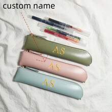 One Personalized Golden Name Artificial Leather Durable High-Quality Pencil Case, Essential For School And Office Use. - Multicolor - View 3