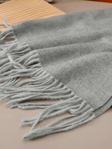 1pc Classic Herringbone Pattern Fringed Solid Color Cashmere Scarf, Unisex Fashion Casual Windproof Warm Shawl, Comfortable Blanket Scarf, Suitable For Daily Wear, Autumn/Winter