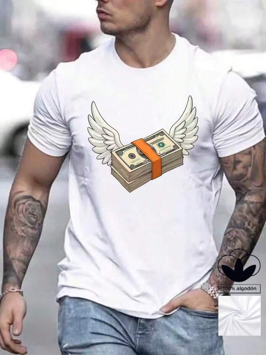Camiseta casual para hombre, 100 % algodón, con un moderno estampado gráfico, perfecta para ir al gimnasio y un regalo ideal para cualquier entusiasta del fitness. Ligera y transpirable, de manga corta para el verano. - Blanco - Ver 1