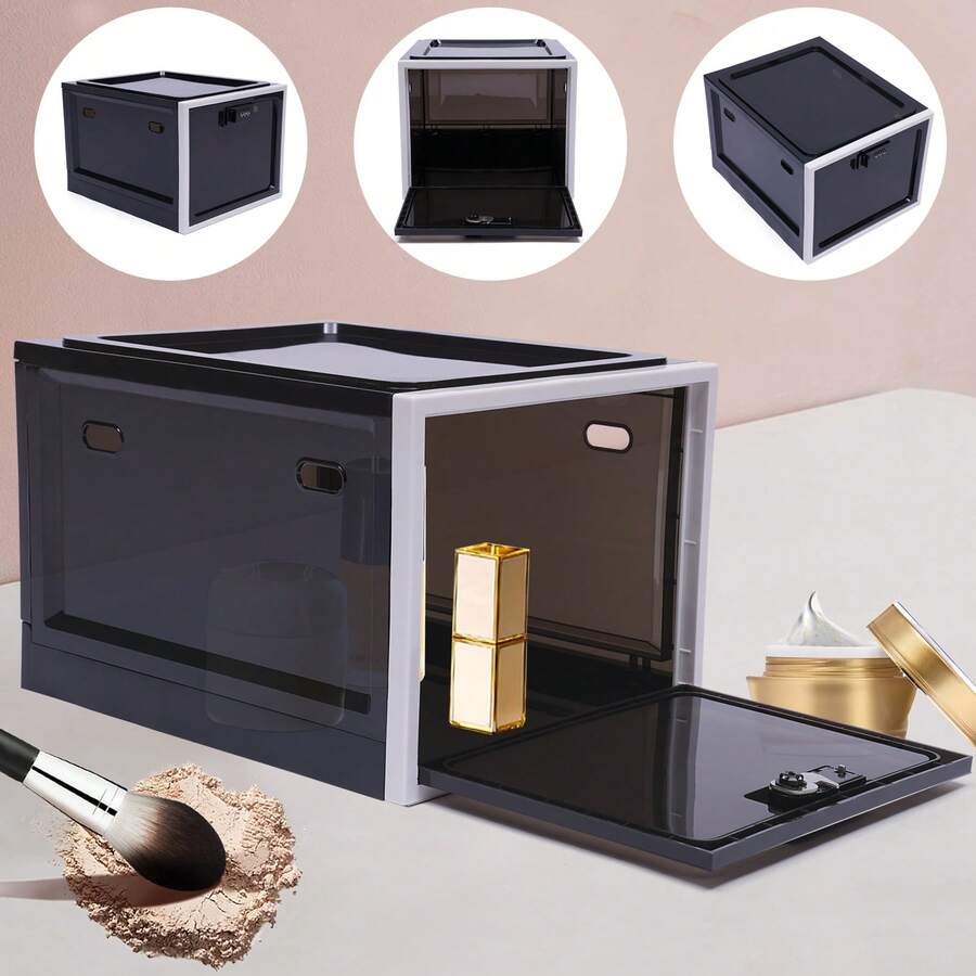 Lockable Box, Multipurpose Lockable Storage Bin For Tablet - Black and White - View 1