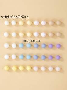 Set de 20 de cercei stud minimalisti drăguți din rășină multicoloră, cadou pentru femei, potriviți pentru purtare zilnică și de sărbători - Multicolor - Vizualizare 8
