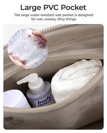 Women's Gym Bag, Travel Duffel Bag With Wet Pocket, Lightweight Carry-On Weekender Duffel Bag, Waterproof - 棕色 - 查看 5