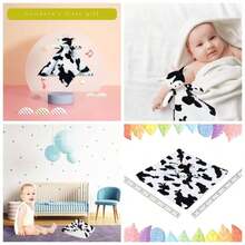 - Manta de  de animales de peluche suave de vaca de felpa con personajes de vaca, regalo de showercuarto de beb, beb recin nacido, beb y nio pequeo, manta para acurrucarse para nios y nias, 13 pulgadas cuernos naranjos - Cuernos Rosados + Small-13'' - Ver 1